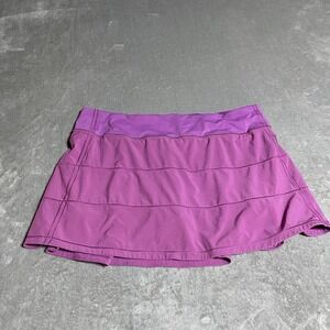 Lululemon Pace Rival Skirt Womens 12 Purple Tennis Preppy Lined Athleisure Skort